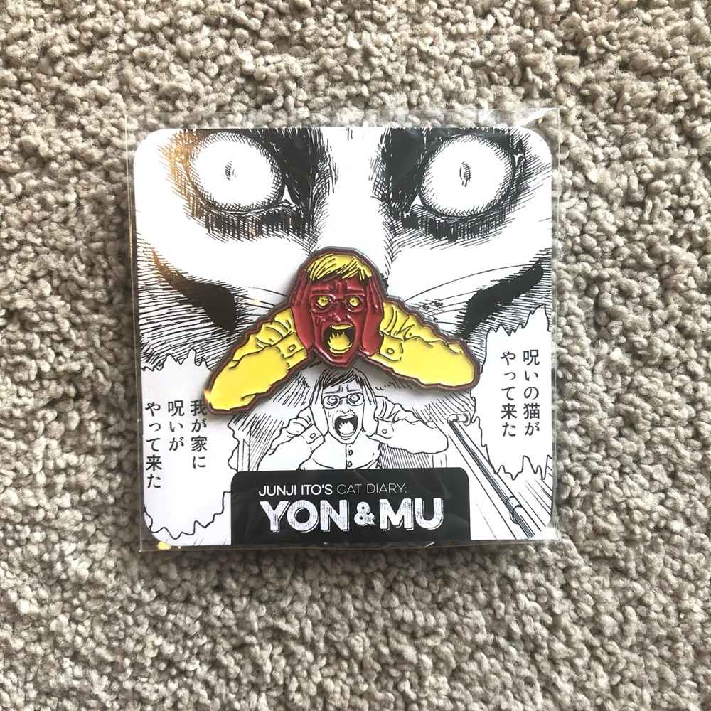 Junji Ito Yon and Mu Cat Diary Enamel Pin